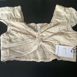 NEW W/TAGS cropped beige cross front top
